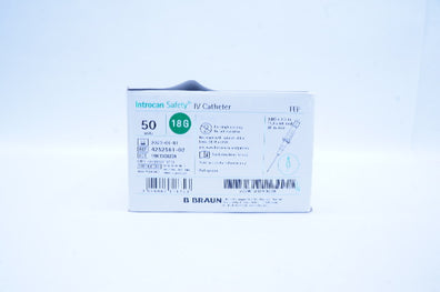 Braun 4252561-02 Introcan Safety IV Cath. 18Gx 2.5inch, 85ml/min - Box of 50
